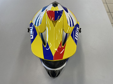 Шлем кроссовый HETOSHI UFD XD1-43 цв. Бело-сине-красно-желтый р. M 