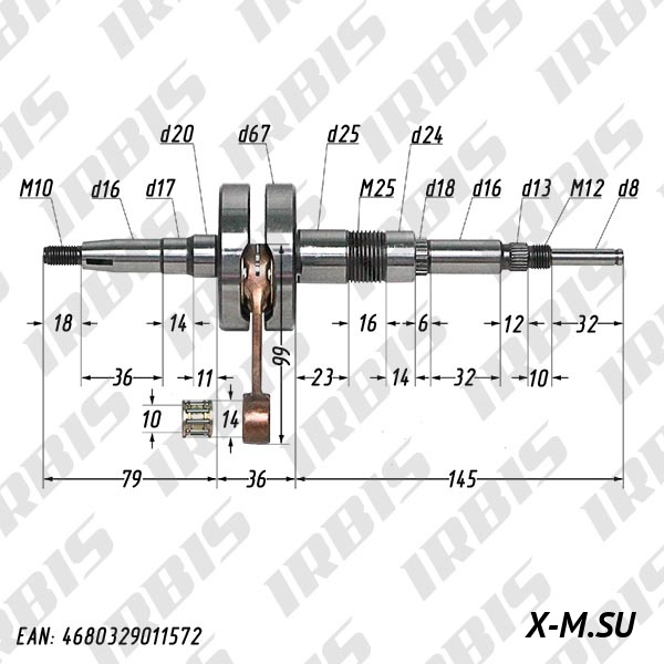 Вал коленчатый в сборе 2Т Derbi Vamos ATHENA 074414 "Racing"
