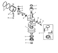 Коленчатый вал, поршни и шатуны 2-Х ТАКТНОГО ПЛМ MERCURY 50EO Серийный номер от 0D000750 до 0G290584